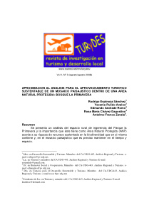 Aproximacion Al Analisis Para El Aprovechamiento Turistico