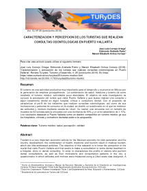 Caracterizacion Y Percepcion De Los Turistas Que Realizan Pv